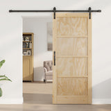 Sliding Door Natural and Black 86 x 198.5 cm Solid Pine Wood 3445411