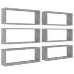 Wall Cube Shelf 6 pcs Concrete Grey 60x15x23 cm Engineered Wood 807147