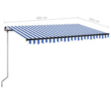 Manual Retractable Awning 400x350 cm Blue and White 3069176