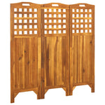 ZNTS 3-Panel Room Divider 121x2x120 cm Solid Acacia Wood 311877