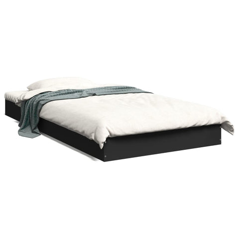ZNTS Bed Frame without Mattress Black 100x200 cm Engineered Wood 842057