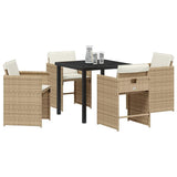 Garden Dining Set 5 pcs Beige Poly Rattan 3380701