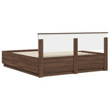 Bed Frame with Headboard Brown Oak 200 x 200 cm Engineered Wood 3408046