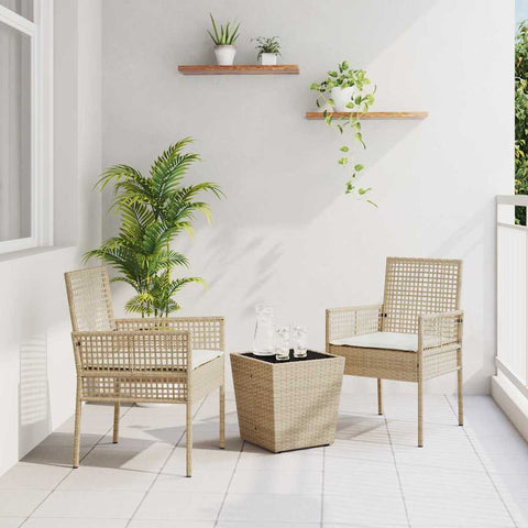 Garden Bistro Set 3 pcs Beige Poly rattan 3334959