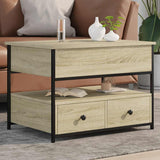 Coffee Table Sonoma Oak 70x50x50 cm Engineered Wood and Metal 845382