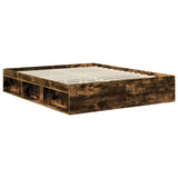 Bed Frame Smoked Oak 160 x 200 cm Solid Pine Wood 3410987