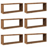 ZNTS Wall Cube Shelves 6 pcs Old Wood 60x15x23 cm Engineered Wood 856588