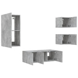 5 Piece TV Wall Units with LED Concrete Grey Engineered Wood 3216828