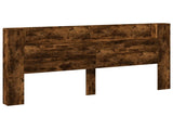 Storage Headboard with LED Smoked Oak Engineered Wood 3418695