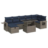 8 Piece Garden Sofa Set with Cushions Grey Poly Rattan 3327871