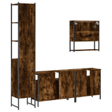 4 Piece Bathroom Furniture Set Smoked Oak Engineered Wood 3214687