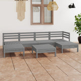 7 Piece Garden Lounge Set Grey Solid Wood Pine 3083341