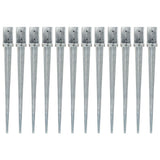 ZNTS Ground Spikes 12 pcs Silver 8x8x91 cm Galvanised Steel 145412