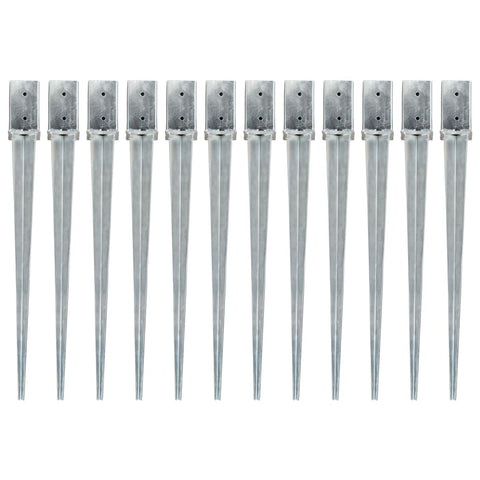 ZNTS Ground Spikes 12 pcs Silver 8x8x91 cm Galvanised Steel 145412