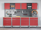 Work Cabinet with Drawer 10 pcs Red Engineered Wood and Steel 3321491