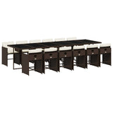 13 Piece Garden Dining Set with Cushions Brown Poly Rattan 3211125