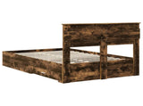 Bed Frame with Drawer Smoked Oak 135 x 190 cm Engineered Wood 3409999