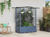 Raised Bed with Trellis and Roof Grey 122 x 40 x 141 cm PP 42032560
