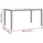 Garden Table with Glass Top Beige Poly Rattan&Tempered Glass 319553