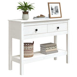 Console Table White 100x35x75 cm Solid Wood Pine 814625