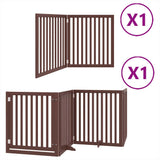 Dog Gate with Door Foldable 6 Panels Brown 480 cm Poplar Wood 3155693