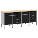 Work Cabinet with Drawer 4 pcs Black and Grey 200 x 55 x 85 cm 3321386