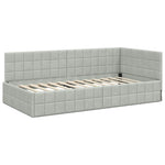 Corner Bed Frame with Headboard Light grey 90 x 200 cm Velvet 42016388
