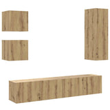 5 Piece TV Cabinet Set Wall-mounted Artisan Oak Engineered Wood 3328998
