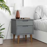 Bedside Cabinet MOLDE Grey 40x35x48 cm Solid Wood Pine 350497