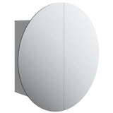 Bathroom Cabinet with Round Mirror&LED Grey 47x47x17.5 cm 345585