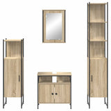 Bathroom Furniture Set with Shelf Wall-mounted 4 pcs Sonoma oak 3399394