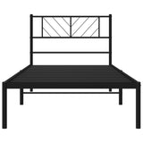 Metal Bed Frame without Mattress with Headboard Black 80x200cm 372170