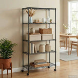 5-Tier Storage Shelf with Wheels 75x35x155 cm Black 250 kg 324630