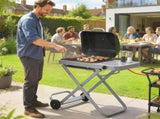 Foldable Gas BBQ Grill with Side Table, Portable Gas Barbecue Grill with Thermometer, Grease Box, T3398P551670