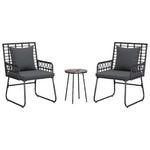 Garden Dining Set 3 pcs Black and Anthracite Poly rattan, steel 42010350