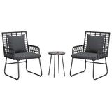 Garden Dining Set 3 pcs Black and Anthracite Poly rattan, steel 42010350