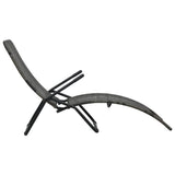 Sunlounger Grey Made of PE rattan and powder-coated steel 48128