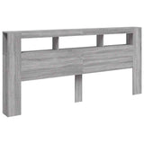 LED Headboard Grey Sonoma 220x18.5x103.5 cm Engineered Wood 837377