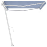 ZNTS Freestanding Manual Retractable Awning 400x350 cm Blue/White 3069616