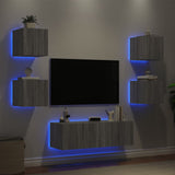 5 Piece TV Wall Cabinets with LED Lights Grey Sonoma 3216865