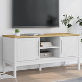 TV Cabinet "FLORO" White 114x43x55 cm Solid Wood Pine 374015