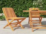 Folding Garden Chair Set of 2 Teak Solid Teak Wood Medium 362757