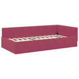 Corner Bed Frame with Headboard Wine Red 80 cm x 200 cm Velvet 42016065