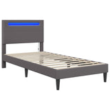 Bed Frame with LED Strip Lights Grey 90 x 190 cm Faux Leather 42028036