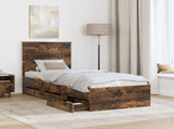 Bed Frame with Drawer Smoked Oak 75 x 190 cm Engineer Wood 3411170