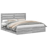 Bed Frame with Drawer Grey Sonoma 180 x 200 cm Engineer Wood 3411488