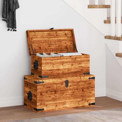 Storage Chest Set 2 Pieces Rough Mango Wood 241634