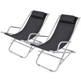 Sunlounger Set of 2 Black Powder-coated steel frame, PVC seat 42936