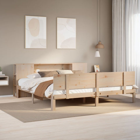 ZNTS Bookcase Bed without Mattress 180x200 cm Super King Solid Wood Pine 3322638