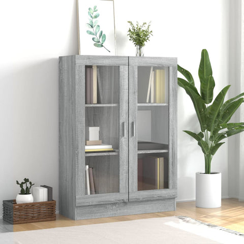 ZNTS Vitrine Cabinet Grey Sonoma 82.5x30.5x115 cm Engineered Wood 815619